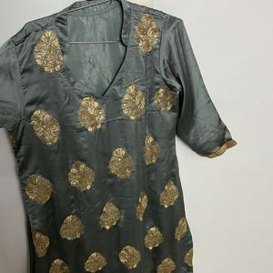 Grey Silk Readymade Suit