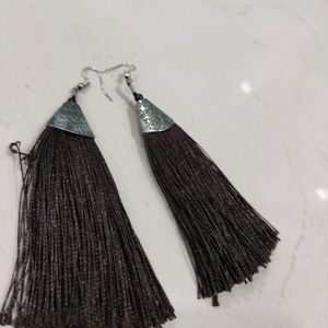 Brown Tassel Pattern Earrings