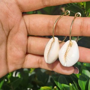 Cowrie Shell Hoop Earrings