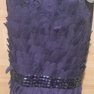 Purple Feather Look Party Wear Dress.