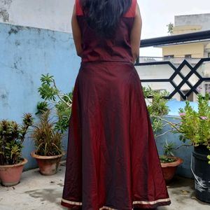 DEEP WINE THREE PIECE HEAVY GOWN