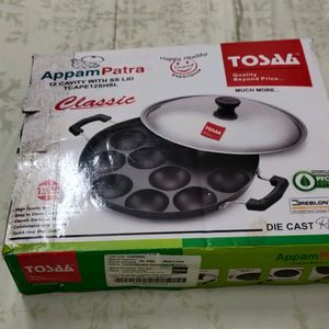 🍪TOSAA 12 CAVITY APPAM PATRA SIDE HANDLE WITH LID