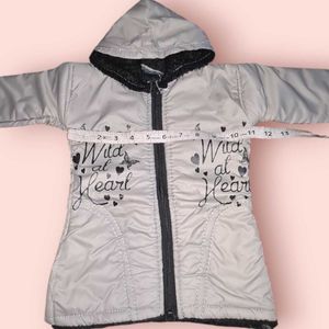 Jacket With Hoodie For Cute Baby Girl (Light Grey)