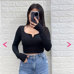 Wired V Black Crop Top