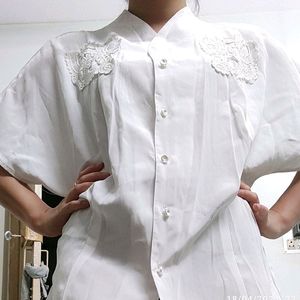 Korean White Free Size Tops