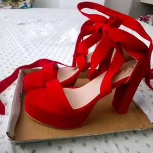 Red Velvel 6 Inches Heel