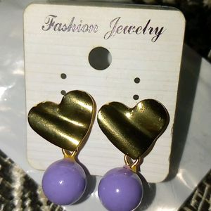 Trendy Golden Heart With Pearl Drop Korean Earring