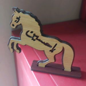 "Yaa Hussain"  Carving On Wood Running Horse