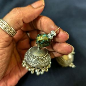 Antique Look Jhumka With Bead & Pearl Detailing