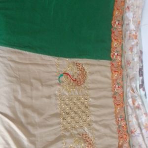 Bridal Heavy Saree With Zari Nd Mirror Work