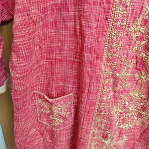 Red Embroidered Kurta