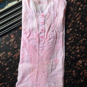 Baby pink chikankari kurta