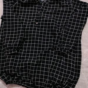 Black Check Blousom Top