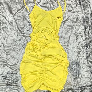 Yellow Ruched Pinterest Bodycon