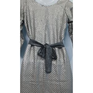 Sequence Dress Silver With Sparkle Belt And Plazzo