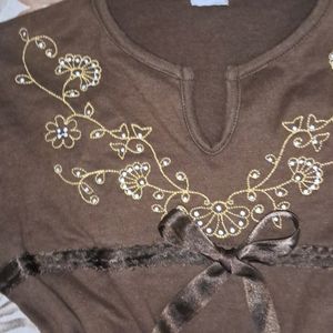 Y2K Vintage Brown Bow Crop Top