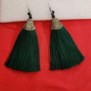 Green Tassel Earrings