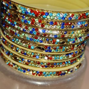 Multi-colored Stoned Bangles Set Of 8