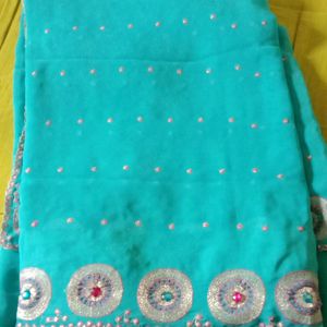 Treaty Blue Colour Saree