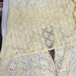 Chickenkari Kurta Plazo Dupatta Set