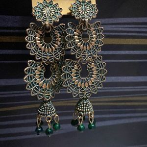 Earrings (Colour - Dark Green)