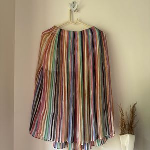 Multicolour Pleated Slit Skirt - Zara