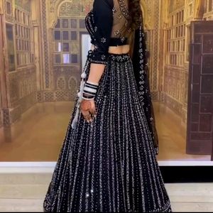 Black Fishcut Lehenga