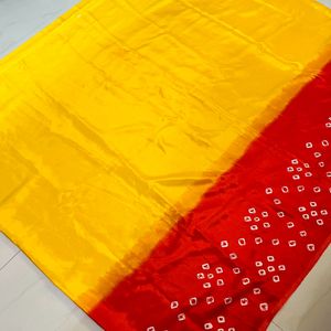 Rajasthani Yellow red Bandhini Saree