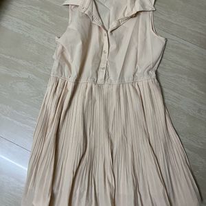 Creme Pleated Dress