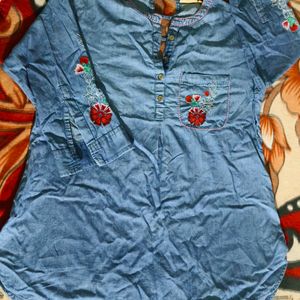 Beautiful Embroidery Denim Top..