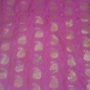 Art Silk Saree With Stoned Stitched Blouse