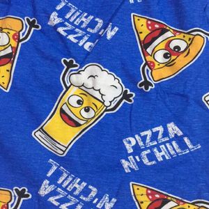 Women’s Shorts Pizza N Chill Print Blue Colour