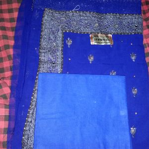 Navy blue saree with blouse and peticot