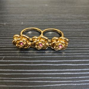 Golden Rose Two Finger Ring