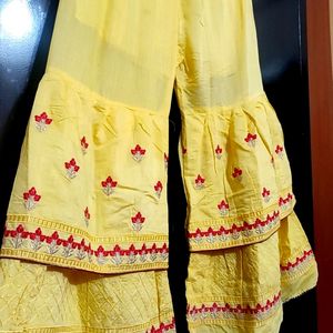 Yellow Sharara Suit With Dupatta 36 Bust