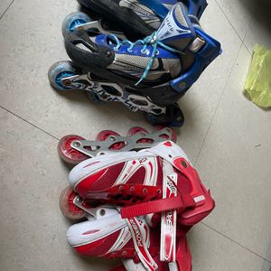 Skates, 2 Pairs Red & Blue