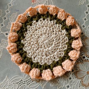 Crochet Tulip Tea Coaster Set.