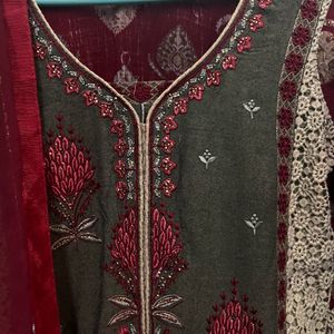 Maroon Combination Dress