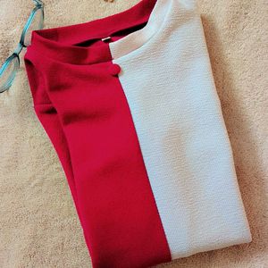 Women Bodycon Maroon, White Dress