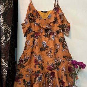 Mustard Floral Dress | Faballey