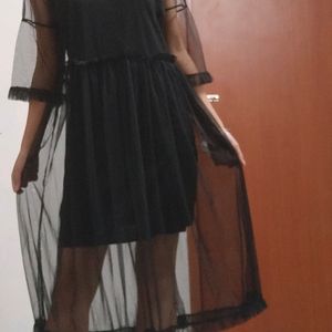 Kasually - Solid Black Tulle Dress