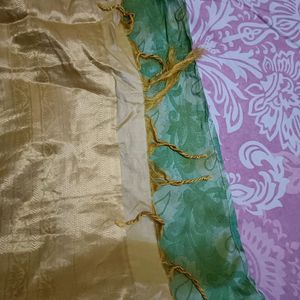 Green And Gold Saree