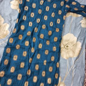 Blue Kurti Straight Kurta Size Medium