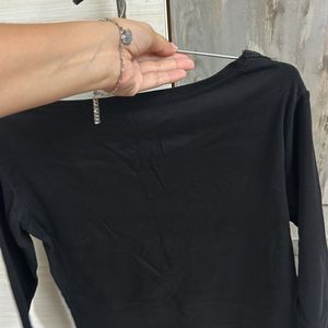 Black Boat Neck Top