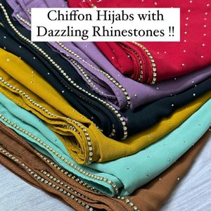 Chiffon Hijab With Rhinestones