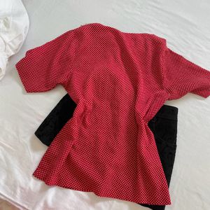 Coquette Core Red Polka Peter Pan Collar Top