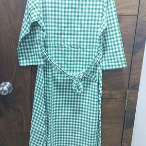 Brand New Fabnest Green Checkered Dress