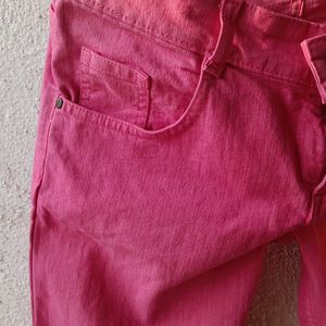 Barbie Pink Colour Jeans For Girls