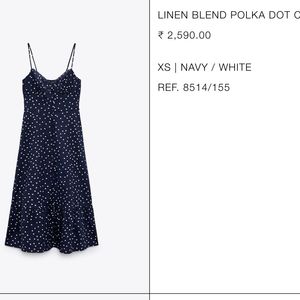 Zara Linen Blend Polkadot Camisole Dress