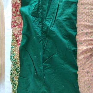 Pink And Green Designer Saree (Women's)